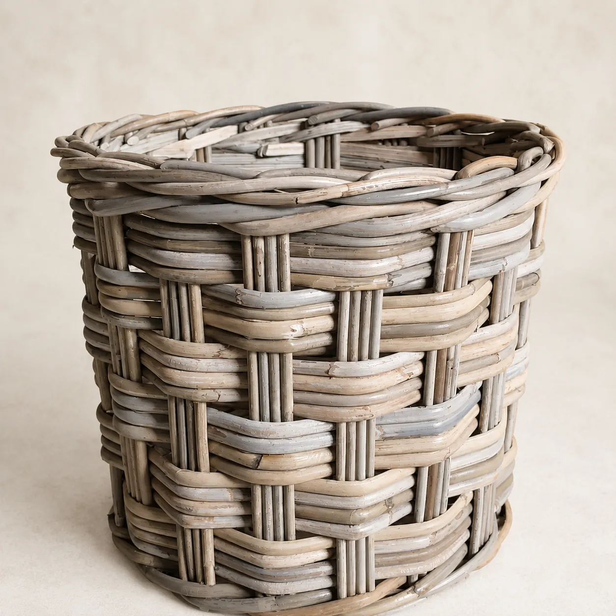 Natural rattan basket close-up